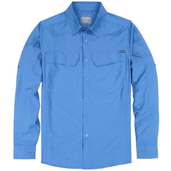 Men's Pacific Trail XL Button Front Shirt Blue Rolled Long / Short Sleeve NWT - Picture 6 of 10